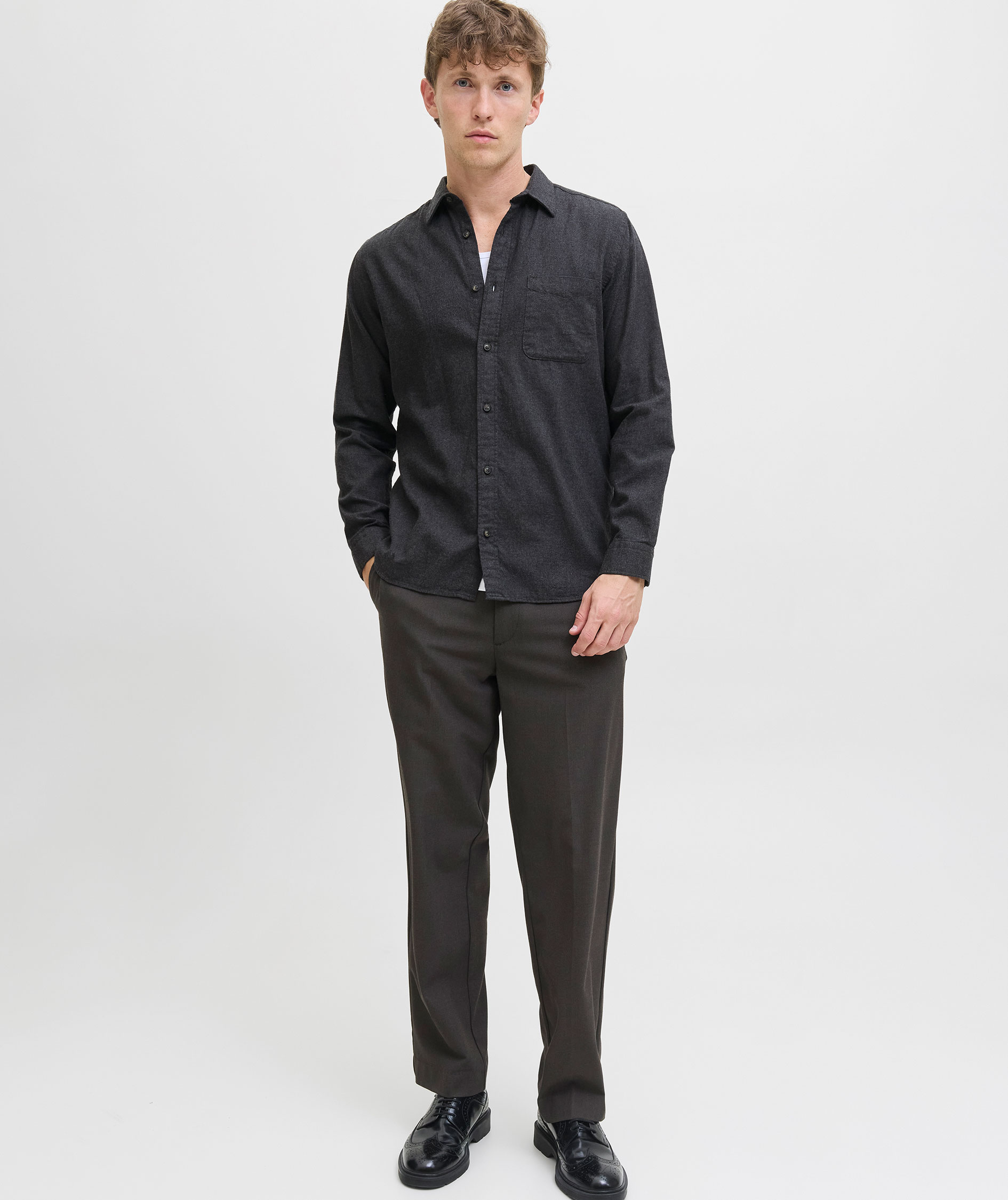 Jack & Jones JJECLASSIC Melange shirt, Dark Grey Melange, large image number 6
