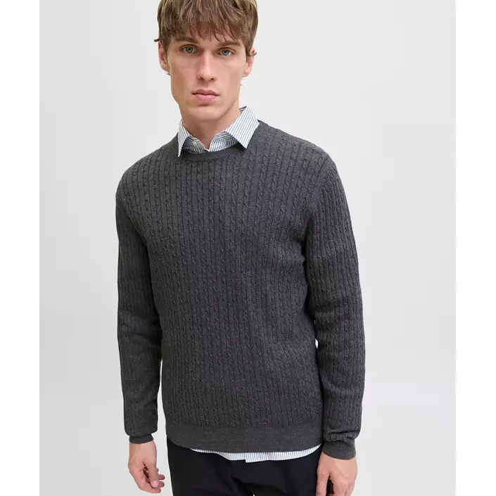 Jack & Jones JJEEMIL striktrøje, Dark Grey Melange, large image number 1