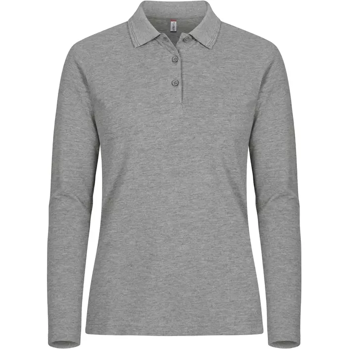 Clique Manhatten women's long-sleeved polo shirt, Grey Melange, large image number 0