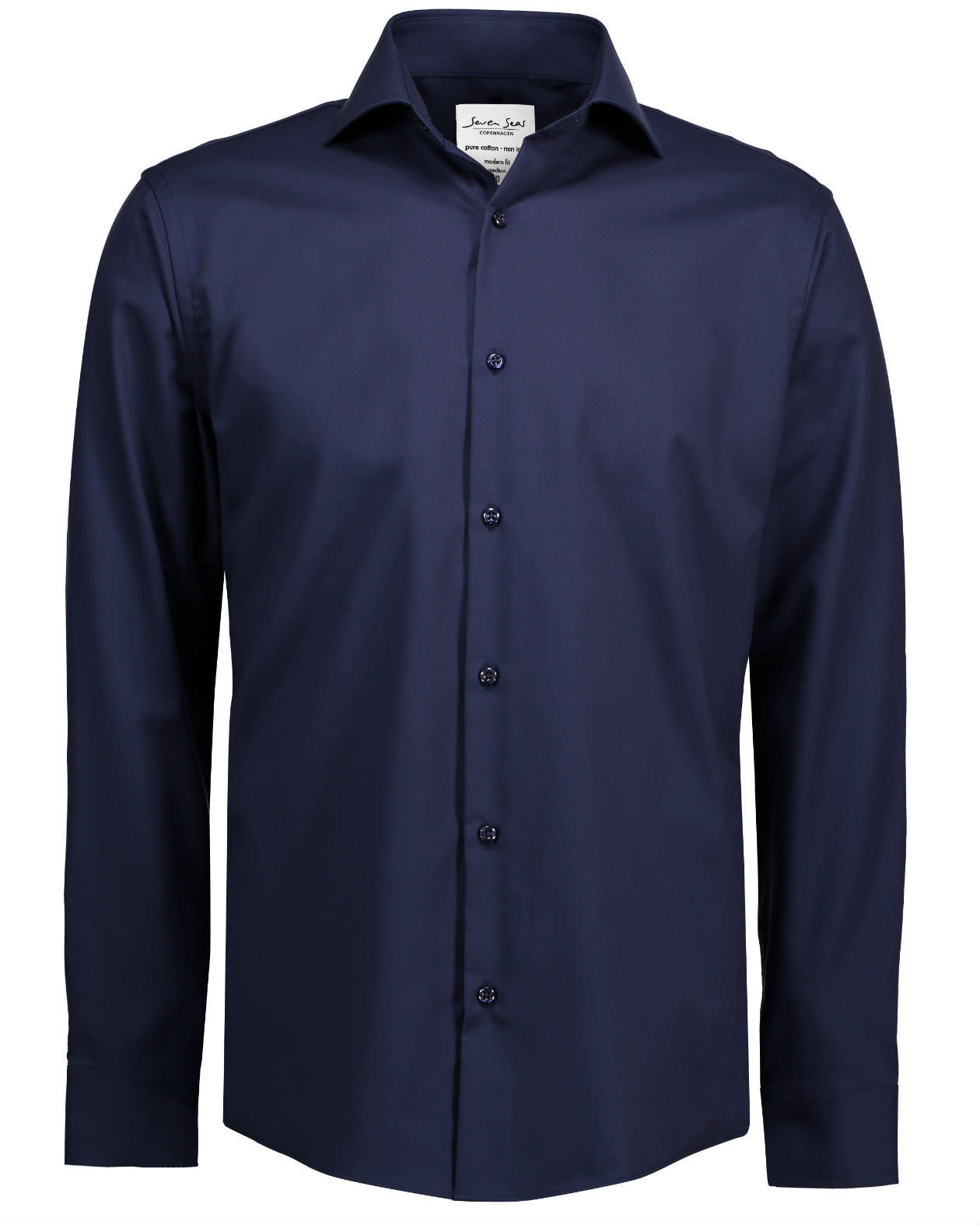 Seven Seas modern fit Fine Twill skjorta, Navy, large image number 0