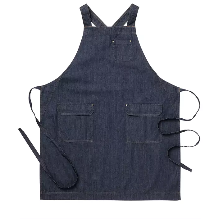 Segers 4076 bib apron with pockets, Darkblue Denim, Darkblue Denim, large image number 0