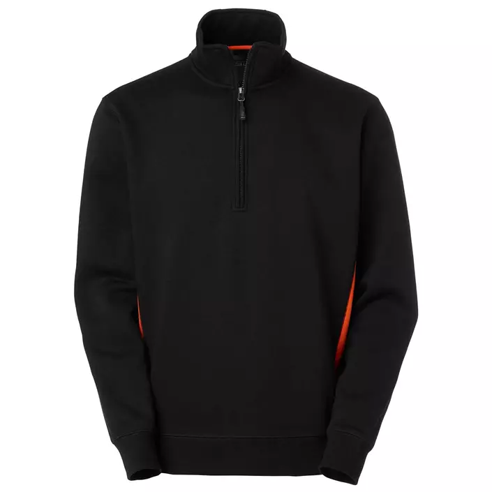 South West Webber  sweatshirt med kort lynlås, Sort/Orange, large image number 0