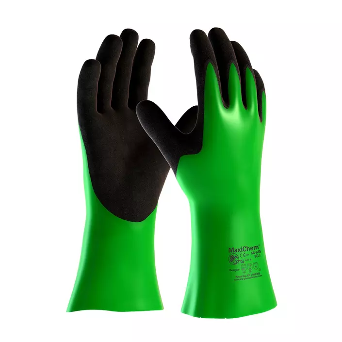 MaxiChem 56-635 chemical gloves, long, Green/Black, large image number 0