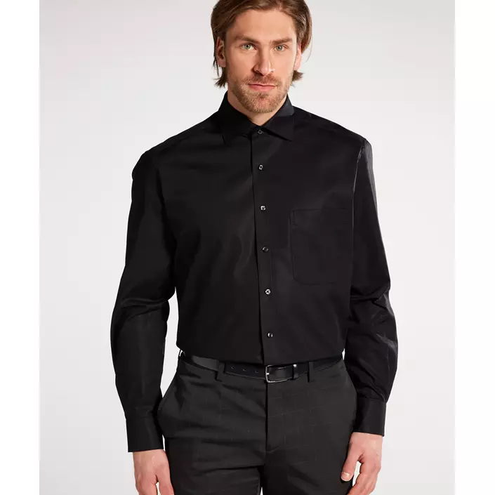 Eterna Uni Poplin Comfort fit skjorta, Black, large image number 1