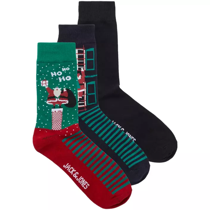 Jack & Jones JACCLIMBING SANTA 3er-Pack Weihnachtsstrümpfen, Scarlet Sage/Sky Captain/Black, Scarlet Sage/Sky Captain/Black, large image number 0