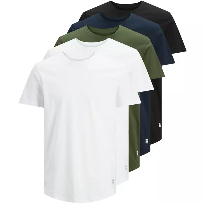 Jack & Jones JACJENS 5-pack T-shirt, White/Black/Navy/Forest, large image number 0
