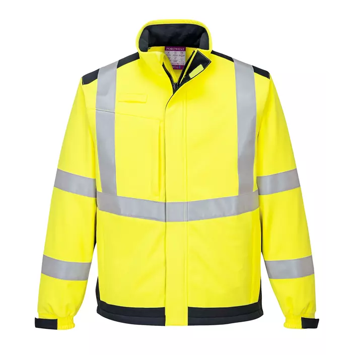 Portwest Modaflame Multinorm softshell jacket, Hi-Vis yellow/marine, large image number 0