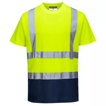 Portwest T-skjorte, Hi-Vis gul/marineblå