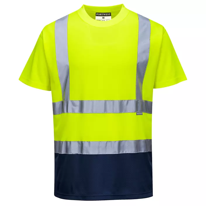 Portwest T-shirt, Hi-Vis yellow/marine, large image number 0