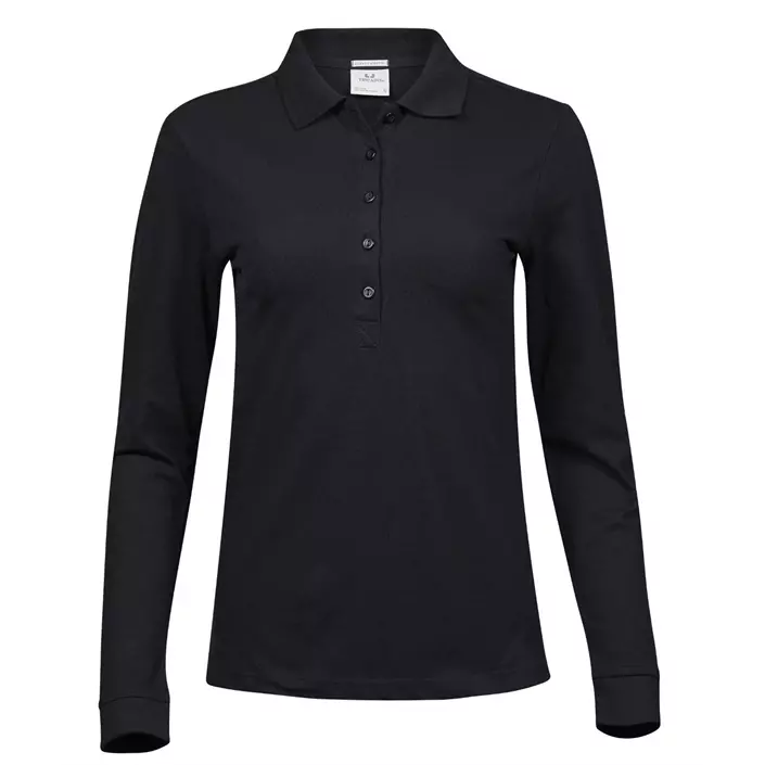 Tee Jays Luxury langermet dame polo T-skjorte, Svart, large image number 0