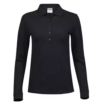 Tee Jays Luxury langærmet dame polo T-shirt, Sort