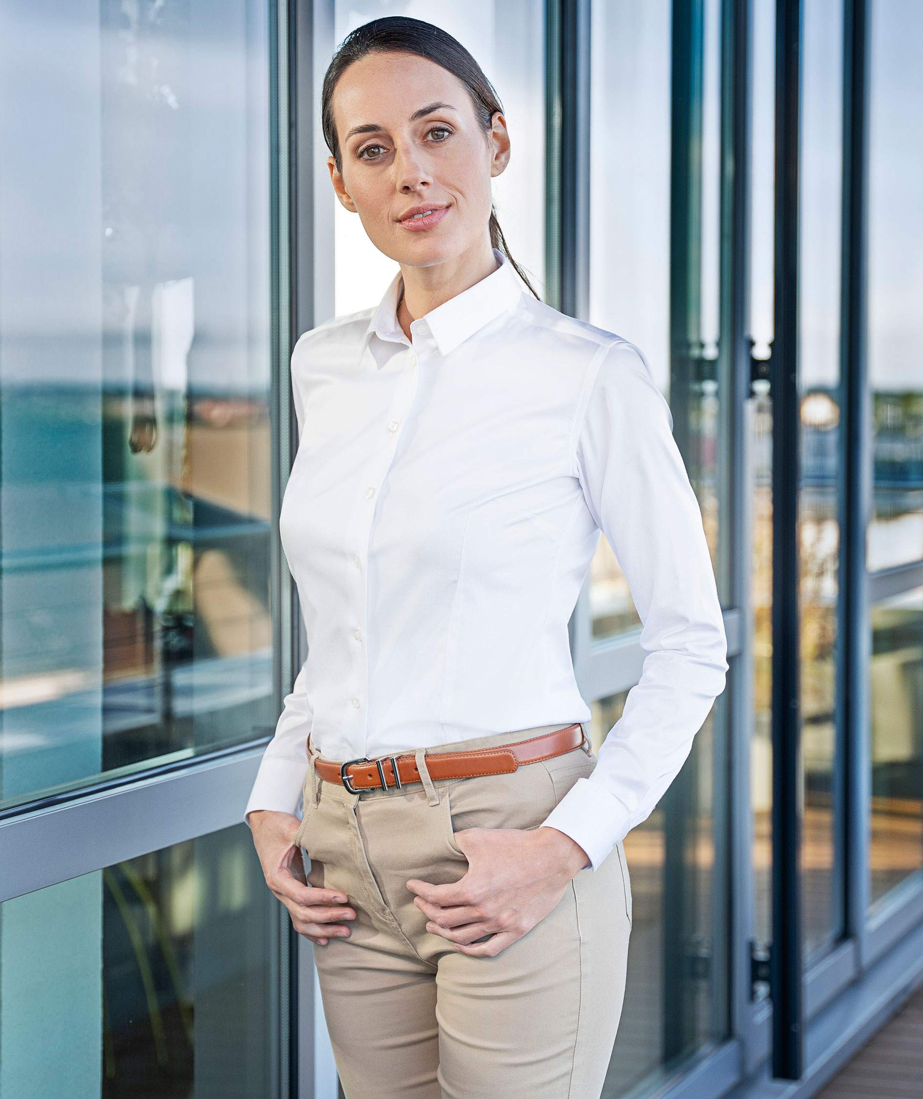 Karlowsky Stretch women's shirt, White