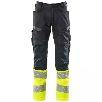Mascot Accelerate Safe work trousers, Dark Marine/Hi-Vis Yellow