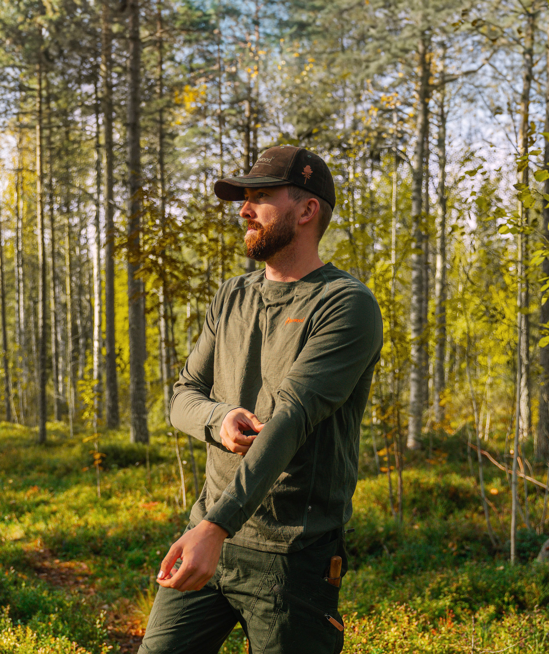 Pinewood Lappland lang&aelig;rmet T-shirt med merinould, Moss green, large image number 4