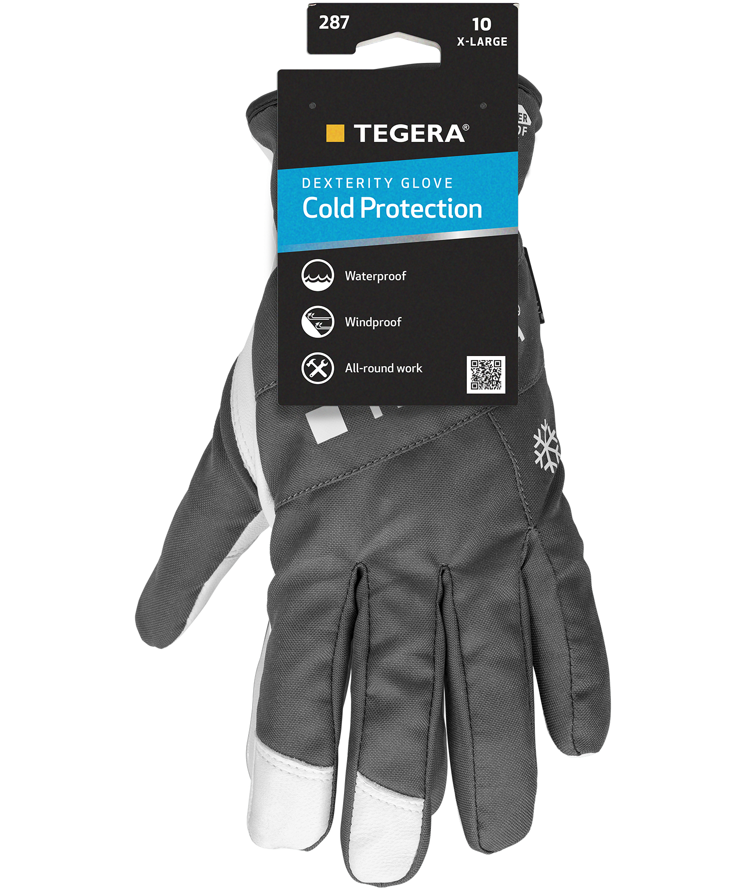 Tegera 287 winter work gloves, Grey/White, large image number 1