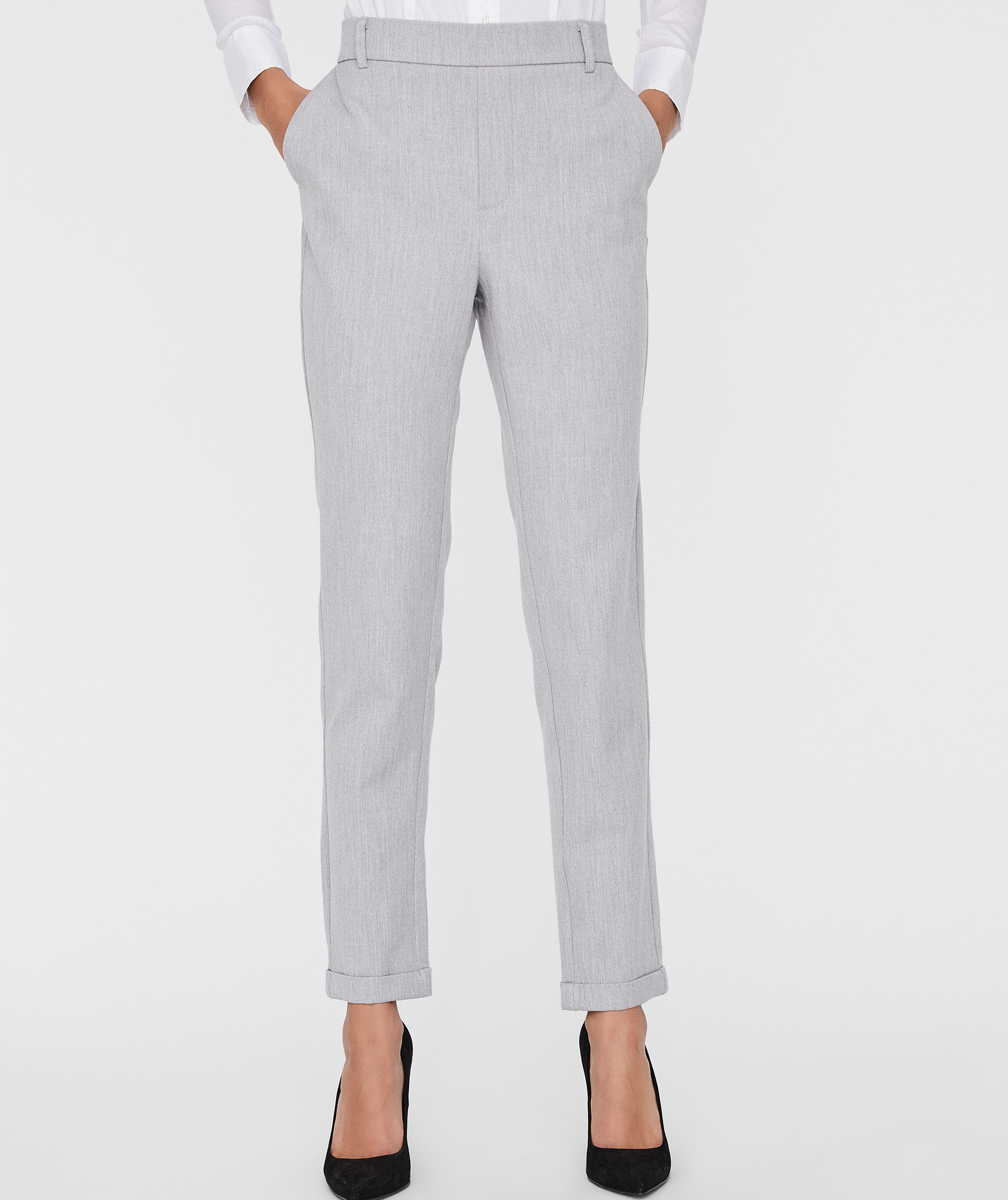 Vero Moda VMMAYA LOOSE SOLID women's trousers, Light Grey Melange, large image number 5