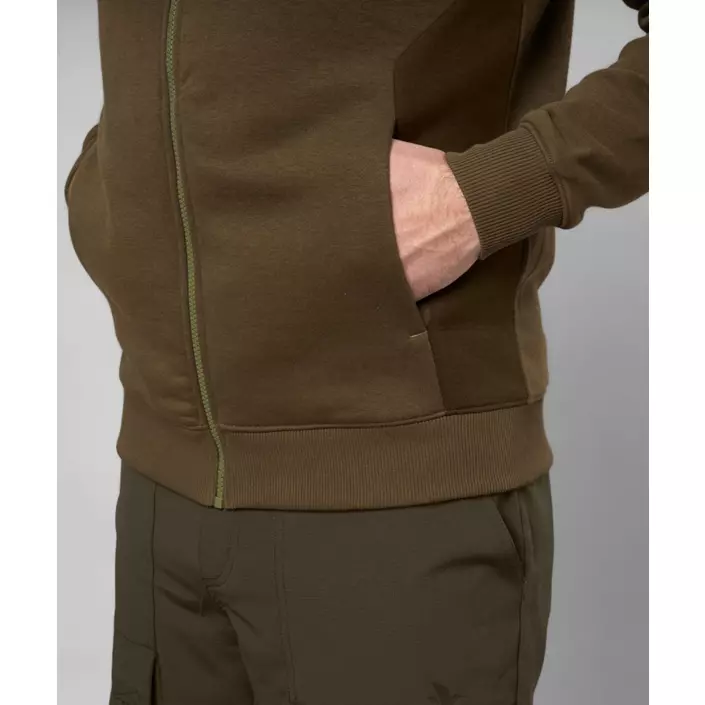 Seeland Cross fleece hoodie med dragkedja, Dark Olive, large image number 4
