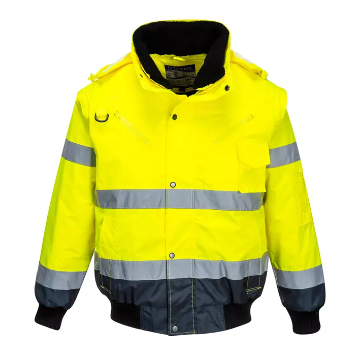 Portwest 3-in-1 pilotjacket with detachable sleeves, Hi-Vis yellow/marine, large image number 2