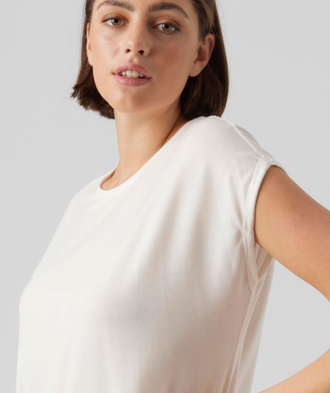 Vero Moda VMAVA PLAIN women's T-shirt, Snow White, large image number 3