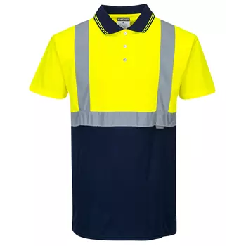 Portwest  polo T-skjorte, Hi-Vis gul/marineblå