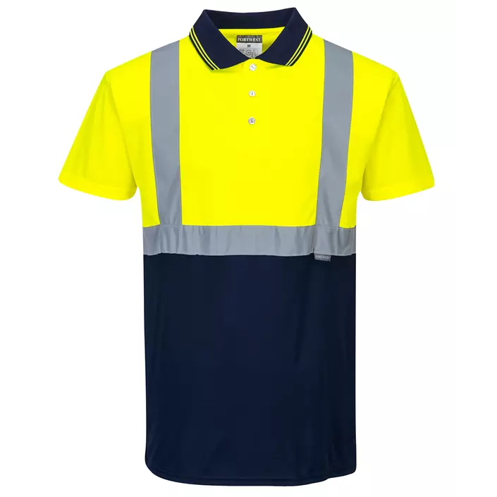 Portwest  polo T-skjorte, Hi-Vis gul/marineblå, large image number 0