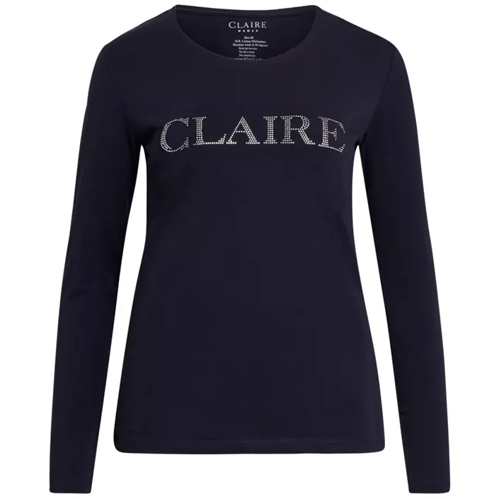 Claire Woman Aileen dame langermet T-skjorte, Dark navy, large image number 0