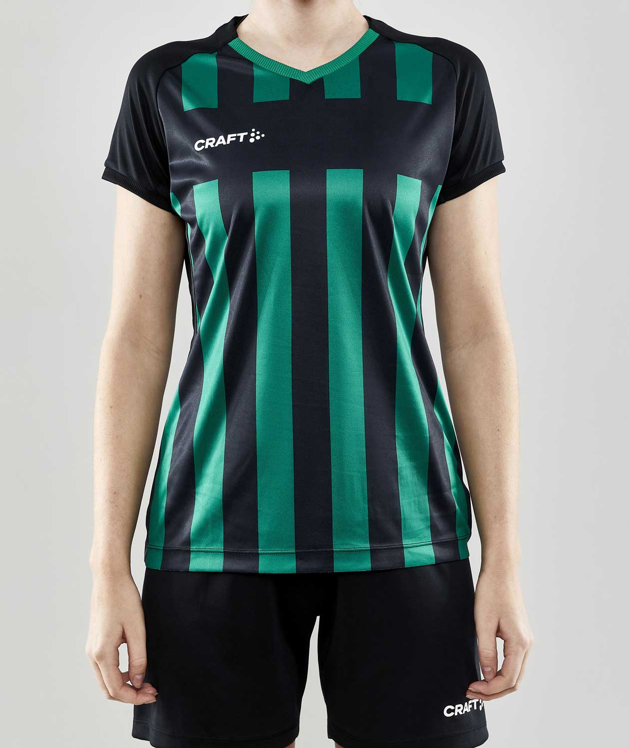 Craft Progress 2.0 Stripe Jersey women's T-shirt, Black/Team Green, large image number 1