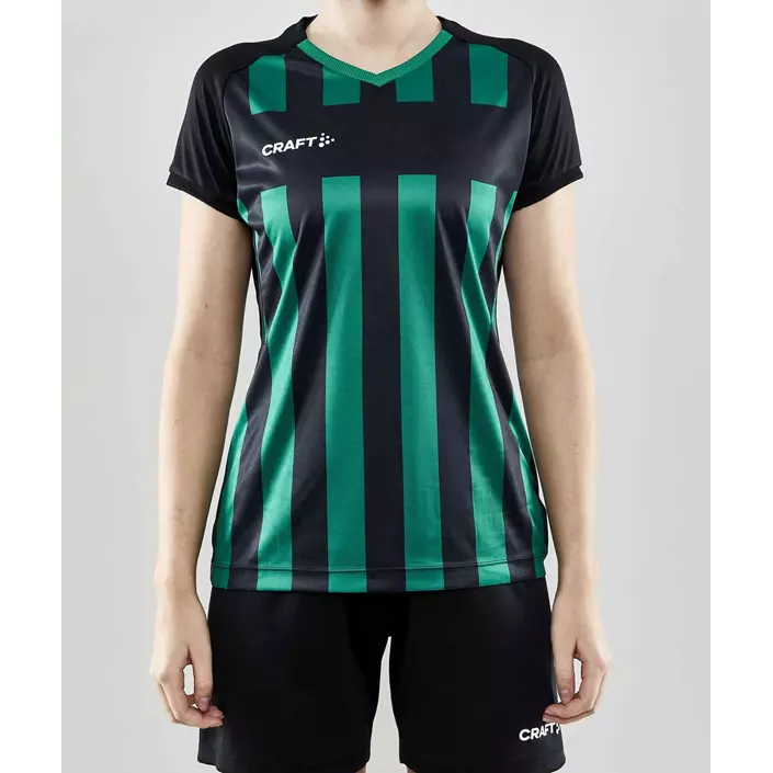 Craft Progress 2.0 Stripe Jersey Damen T-Shirt, Schwarz/Team Green, large image number 1
