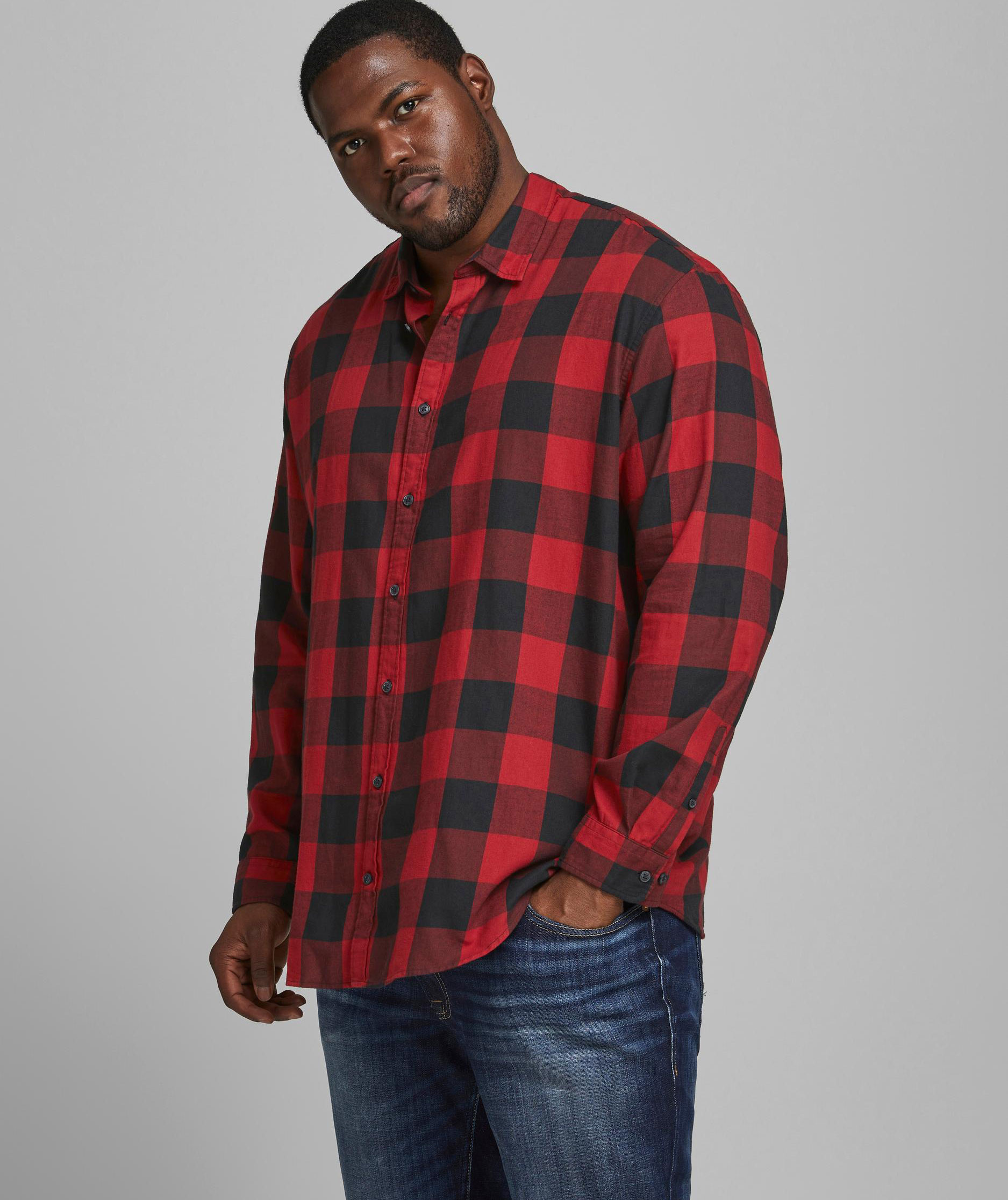 Jack & Jones JJEGINGHAM Plus Size Twill skjorta, Brick Red