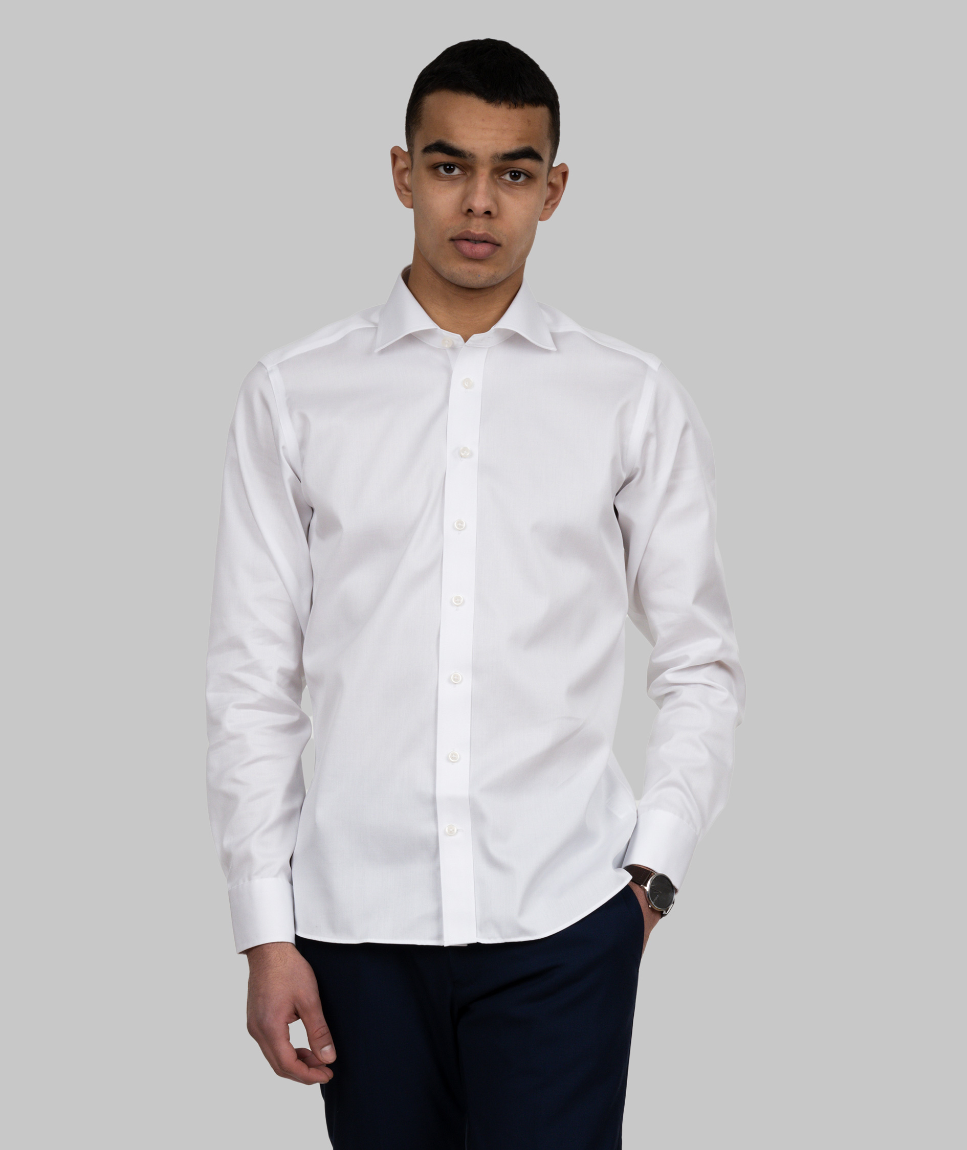 J. Harvest & Frost Twill Green Bow O1 slim fit shirt, White, large image number 1