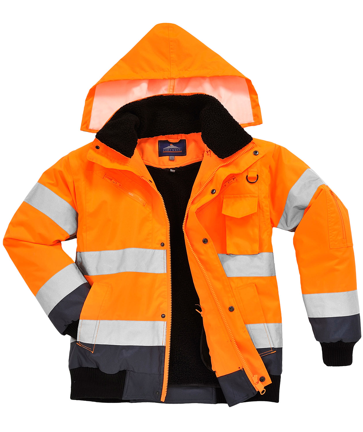 Portwest 3-i-1 pilotjacka med avtagbara &auml;rmar, Varsel Orange/Marinbl&aring;, Varsel Orange/Marinbl&aring;, swatch