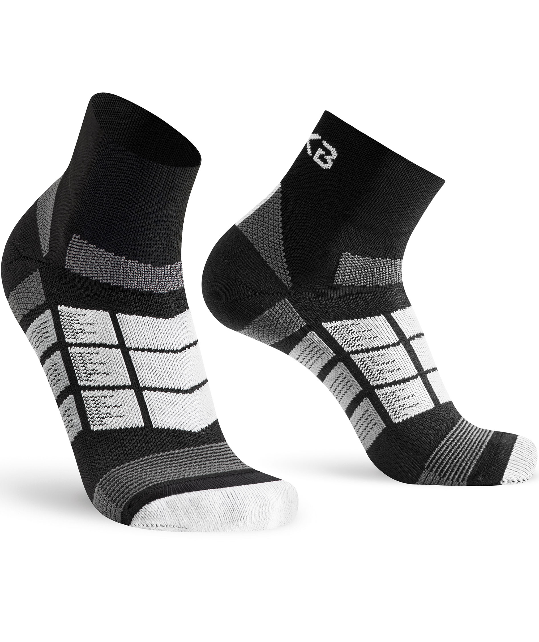 Oxyburn Levitate MY20 short socks, Black/white, Black/white, swatch