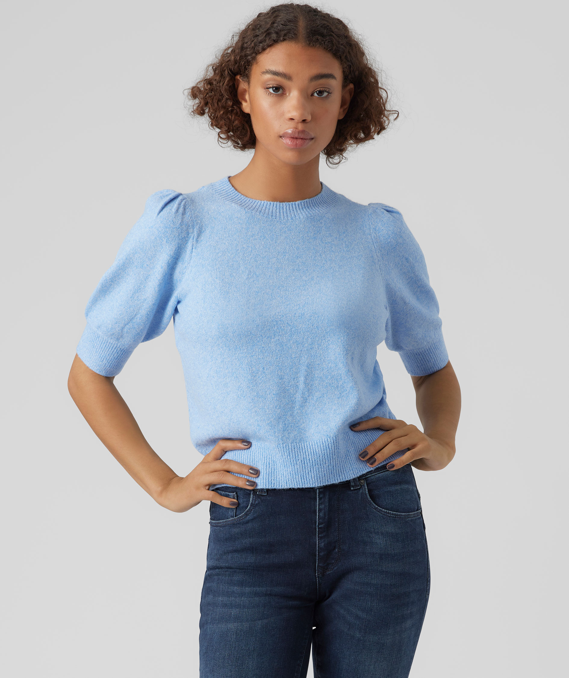 Vero Moda VMDOFFY kort&aelig;rmet dame striktr&oslash;je, Little Boy Blue