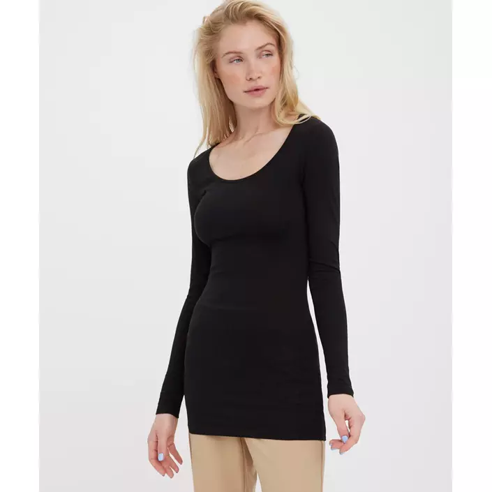 Vero Moda VMMAXI MY SOFT lang langærmet dame T-shirt, Black, large image number 1