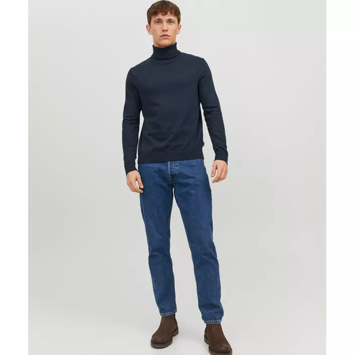 Jack & Jones JJEEMIL rullekrave striktrøje, Navy Blazer, large image number 4