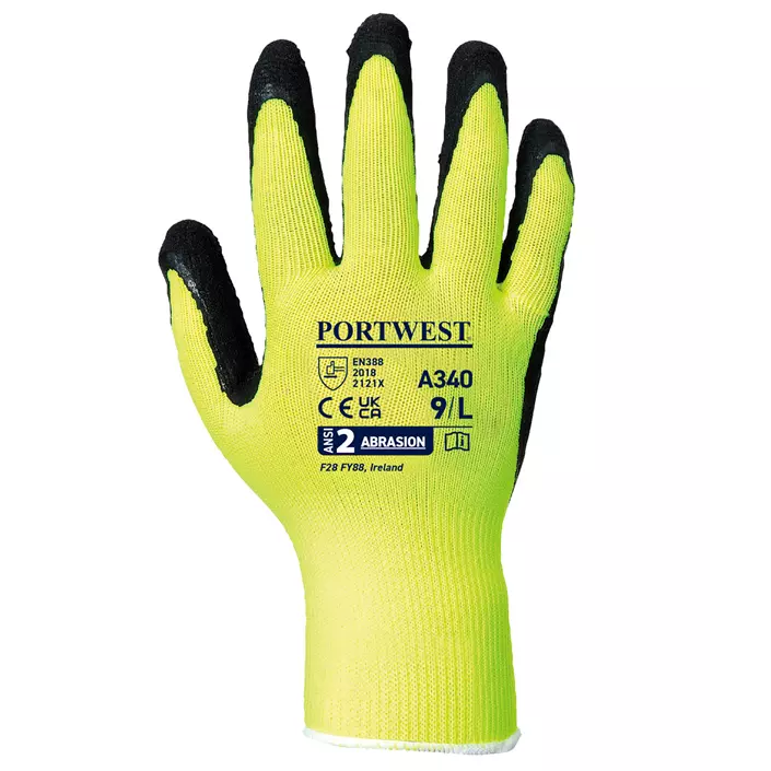 Portwest A340 Grip work gloves, Yellow/Black, large image number 1
