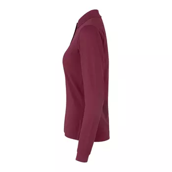 ID long-sleeved women's polo shirt with stretch, Bordeaux