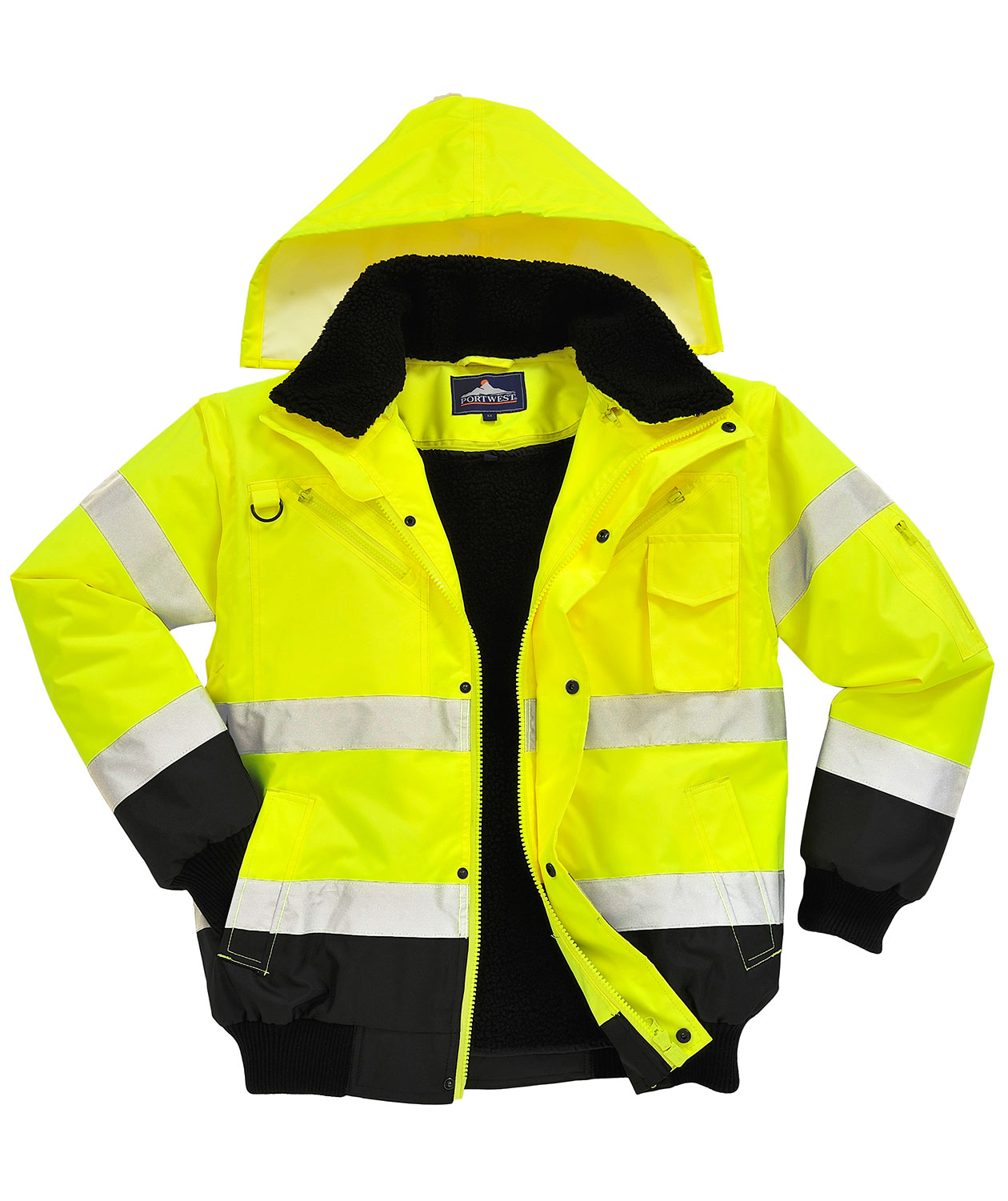 Portwest 3-i-1 pilotjacka med avtagbara &auml;rmar, Varsel Gul/Svart, Varsel Gul/Svart, swatch