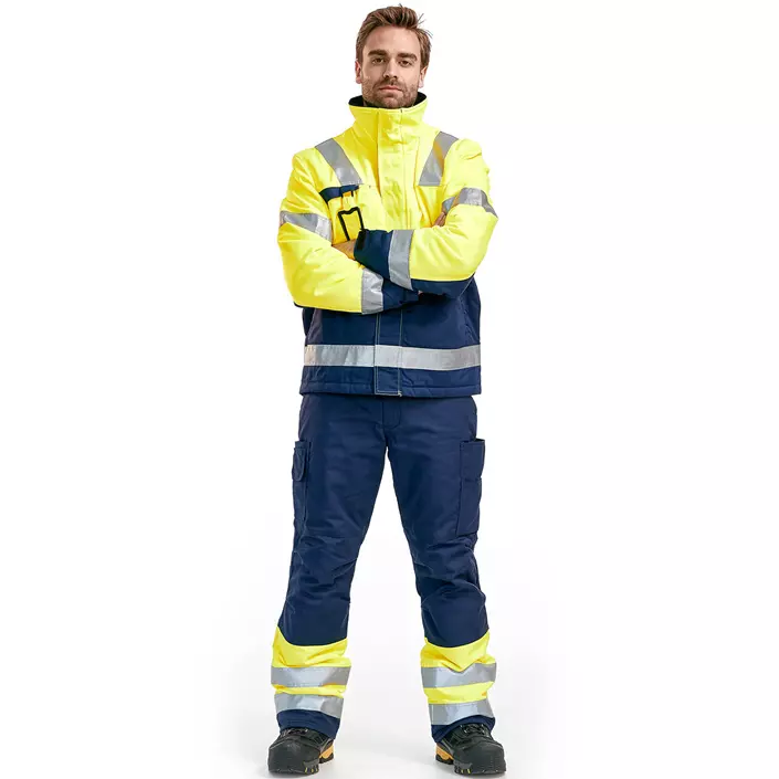 Blåkläder winter work trousers, Yellow/Marine, large image number 1