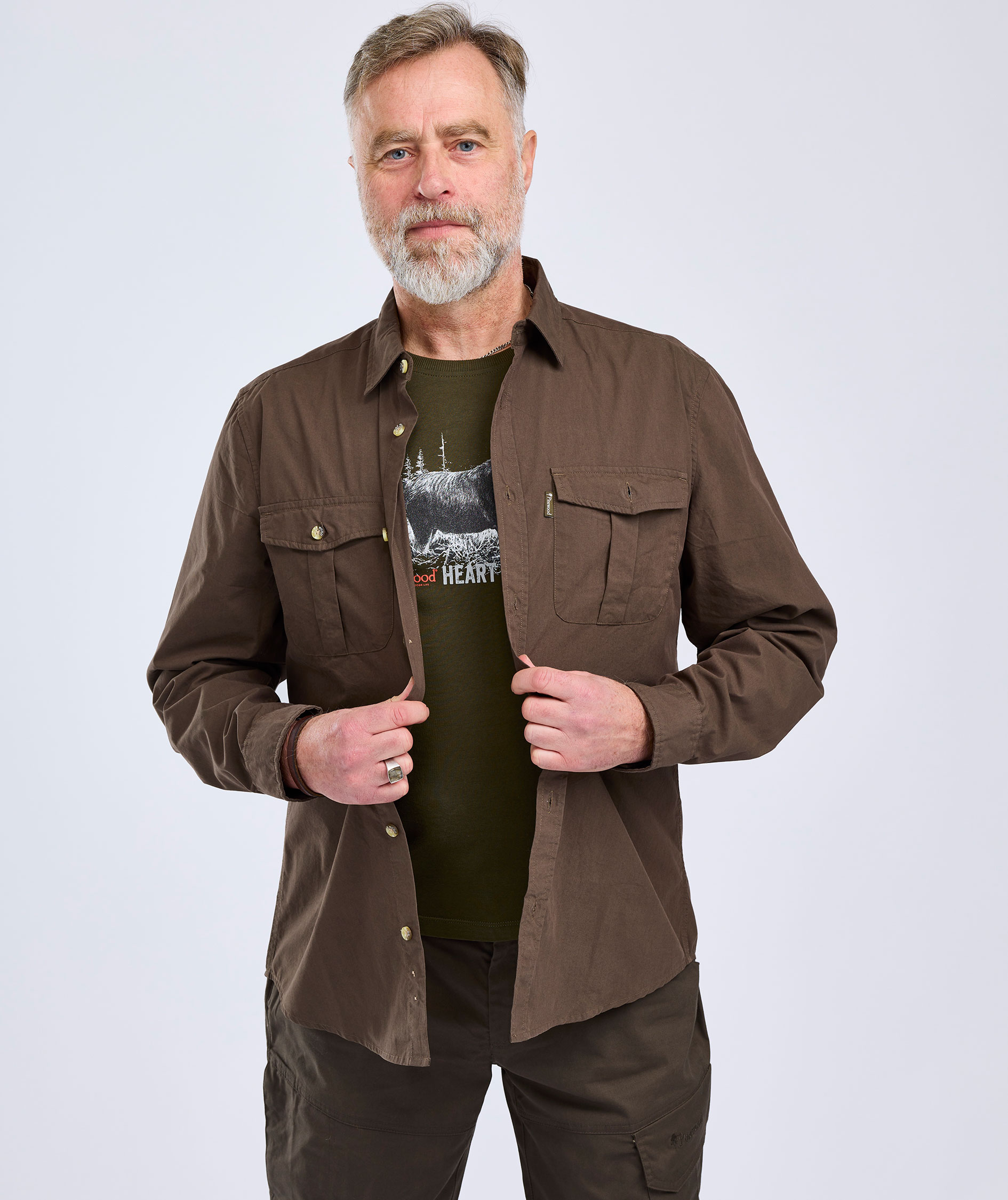 Pinewood Safari skjorte, Dark Olive, large image number 1