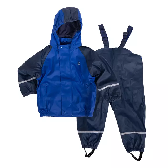 Elka rain set with fleece lining for kids, Navy/Blue, large image number 0
