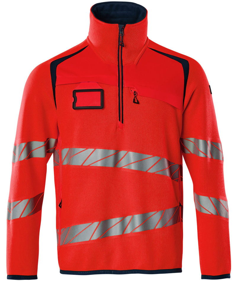 Mascot Accelerate Safe Strickpullover, Hi-Vis Rot/Dunkel Marine