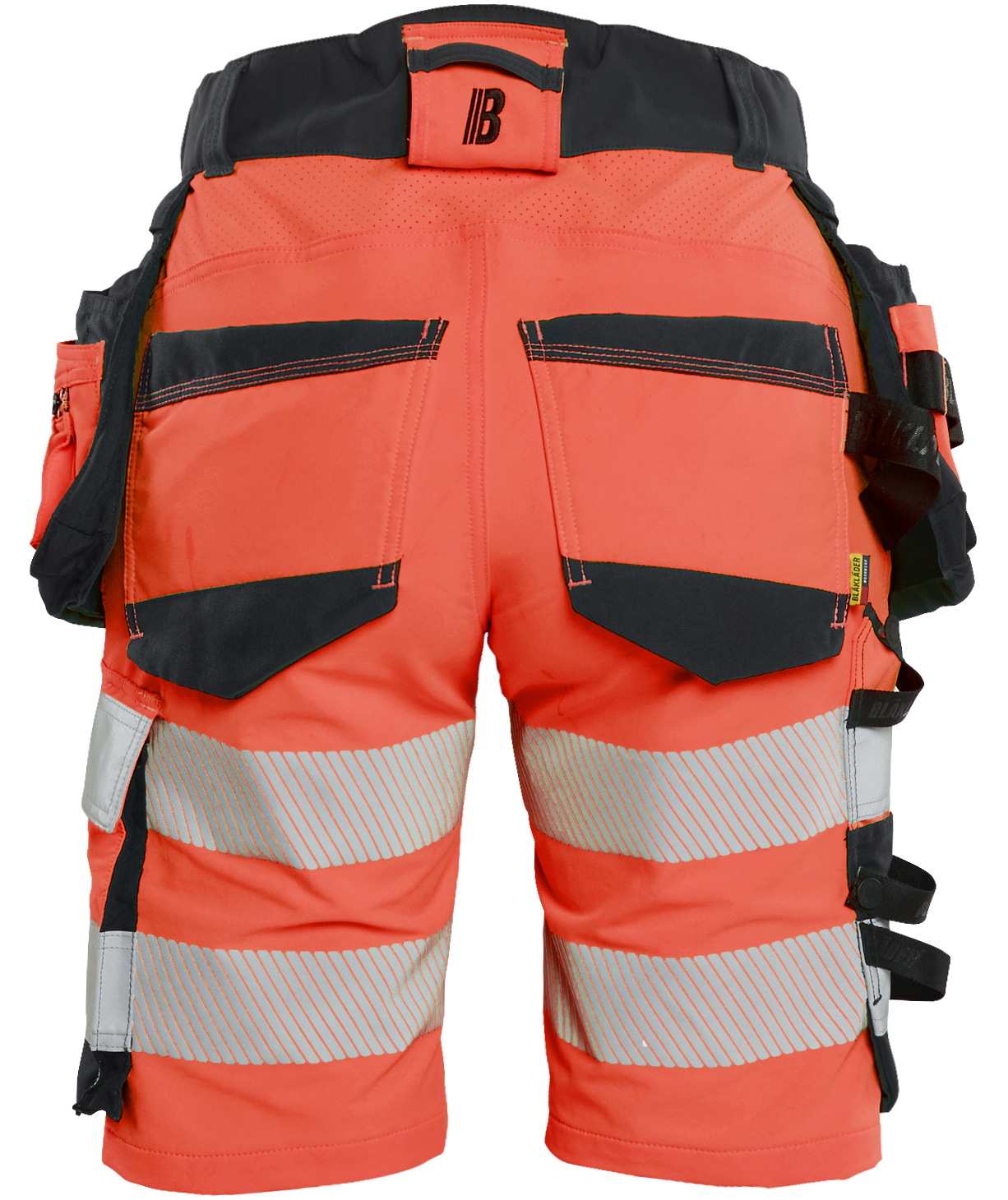 Bl&aring;kl&auml;der hantverksshorts dam full stretch, Varsel r&ouml;d/svart