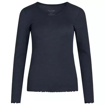 Claire Woman women's long-sleeved T-shirt with merino wool, Blue Melange