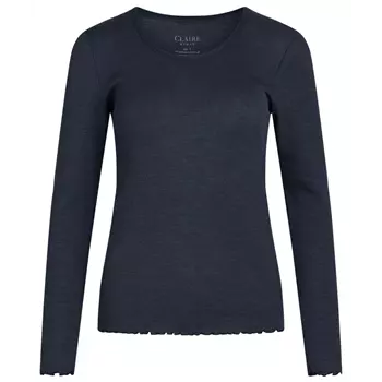 Claire Woman långärmad T-shirt med merinoull dam, Blåmelerad