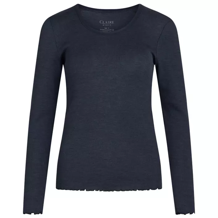 Claire Woman women's long-sleeved T-shirt with merino wool, Blue Melange, large image number 0