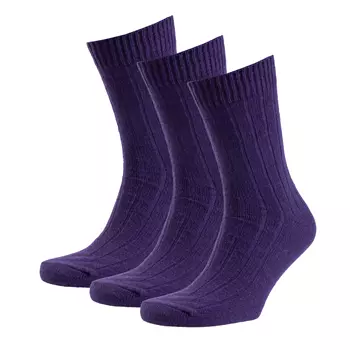 3-pack sokker med merinoull, Dark Purple