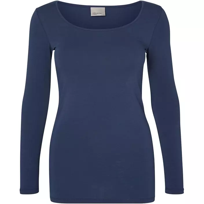 Vero Moda VMMAXI MY SOFT lang langærmet dame T-shirt, Black Iris, large image number 0