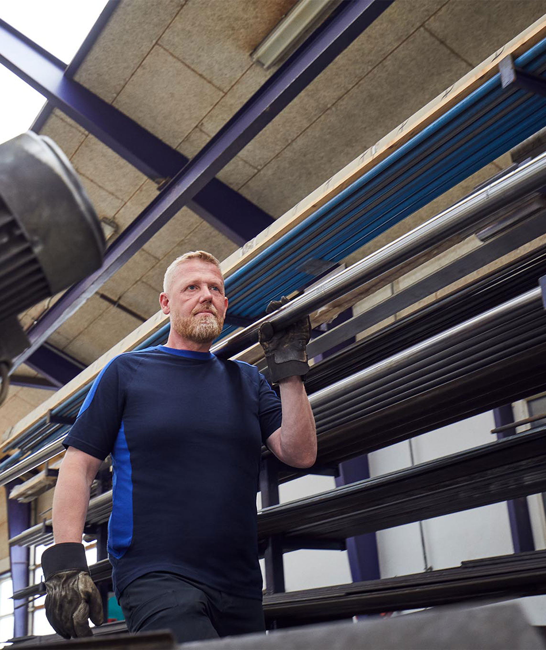 ID Pro Wear kontrast T-shirt, Marinbl&aring;, large image number 1