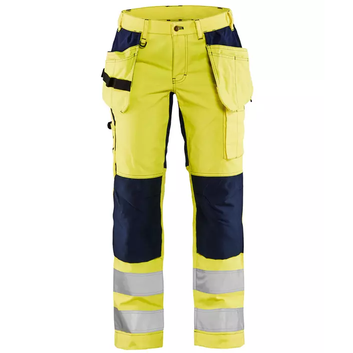 Blåkläder women's stretch craftsman trousers, Hi-vis yellow/Marine blue, large image number 0